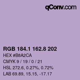 Color code: RGB 184.1 162.8 202 | qconv.com