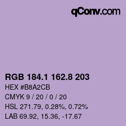 Color code: RGB 184.1 162.8 203 | qconv.com
