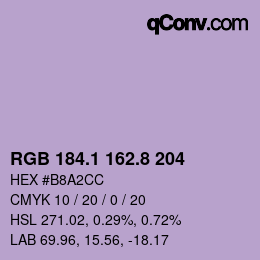 Color code: RGB 184.1 162.8 204 | qconv.com