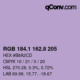 Color code: RGB 184.1 162.8 205 | qconv.com
