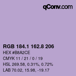 Color code: RGB 184.1 162.8 206 | qconv.com
