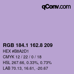 カラーコード: RGB 184.1 162.8 209 | qconv.com