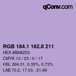 カラーコード: RGB 184.1 162.8 211 | qconv.com