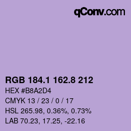 Color code: RGB 184.1 162.8 212 | qconv.com