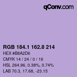 カラーコード: RGB 184.1 162.8 214 | qconv.com