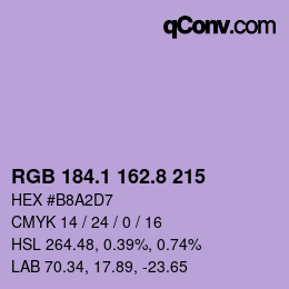 カラーコード: RGB 184.1 162.8 215 | qconv.com