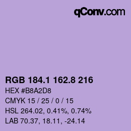 カラーコード: RGB 184.1 162.8 216 | qconv.com