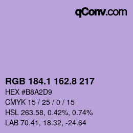 Color code: RGB 184.1 162.8 217 | qconv.com