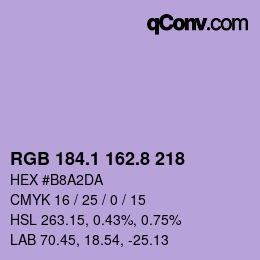カラーコード: RGB 184.1 162.8 218 | qconv.com