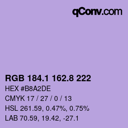 Color code: RGB 184.1 162.8 222 | qconv.com