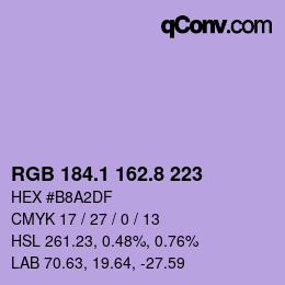 カラーコード: RGB 184.1 162.8 223 | qconv.com
