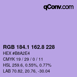 カラーコード: RGB 184.1 162.8 228 | qconv.com