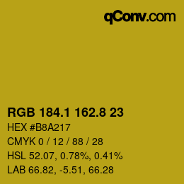 カラーコード: RGB 184.1 162.8 23 | qconv.com