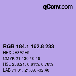 カラーコード: RGB 184.1 162.8 233 | qconv.com
