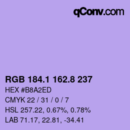 カラーコード: RGB 184.1 162.8 237 | qconv.com