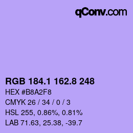 カラーコード: RGB 184.1 162.8 248 | qconv.com
