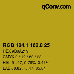 カラーコード: RGB 184.1 162.8 25 | qconv.com