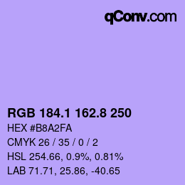 カラーコード: RGB 184.1 162.8 250 | qconv.com