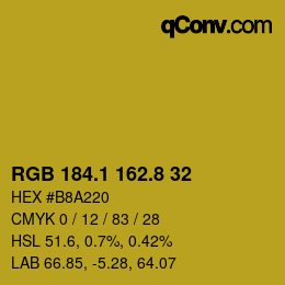 カラーコード: RGB 184.1 162.8 32 | qconv.com