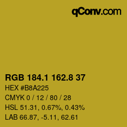 カラーコード: RGB 184.1 162.8 37 | qconv.com