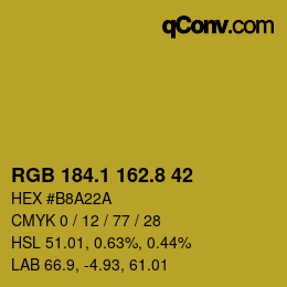 カラーコード: RGB 184.1 162.8 42 | qconv.com