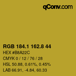 カラーコード: RGB 184.1 162.8 44 | qconv.com