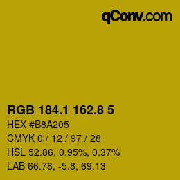 カラーコード: RGB 184.1 162.8 5 | qconv.com