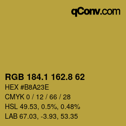 カラーコード: RGB 184.1 162.8 62 | qconv.com