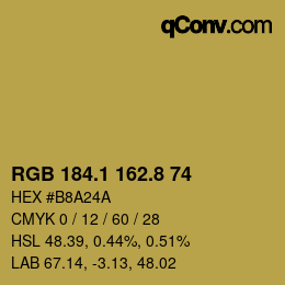 カラーコード: RGB 184.1 162.8 74 | qconv.com