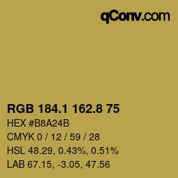 カラーコード: RGB 184.1 162.8 75 | qconv.com