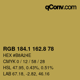 Color code: RGB 184.1 162.8 78 | qconv.com