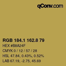 Color code: RGB 184.1 162.8 79 | qconv.com