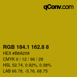 カラーコード: RGB 184.1 162.8 8 | qconv.com