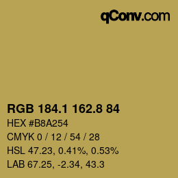 Color code: RGB 184.1 162.8 84 | qconv.com