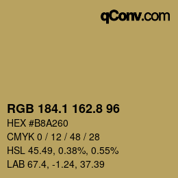 Color code: RGB 184.1 162.8 96 | qconv.com