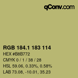 カラーコード: RGB 184.1 183 114 | qconv.com