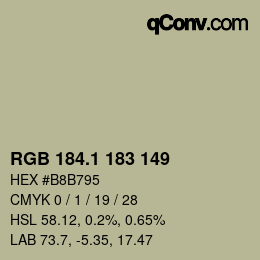 Color code: RGB 184.1 183 149 | qconv.com