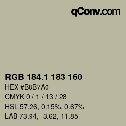 カラーコード: RGB 184.1 183 160 | qconv.com