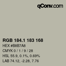 Color code: RGB 184.1 183 168 | qconv.com
