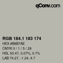カラーコード: RGB 184.1 183 174 | qconv.com