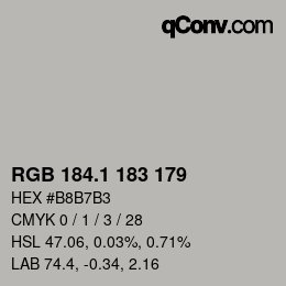 Color code: RGB 184.1 183 179 | qconv.com