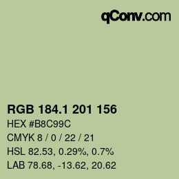 カラーコード: RGB 184.1 201 156 | qconv.com