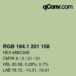 カラーコード: RGB 184.1 201 158 | qconv.com