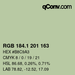 Color code: RGB 184.1 201 163 | qconv.com
