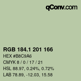 カラーコード: RGB 184.1 201 166 | qconv.com