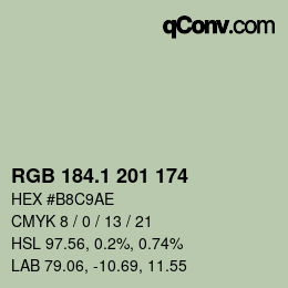 カラーコード: RGB 184.1 201 174 | qconv.com