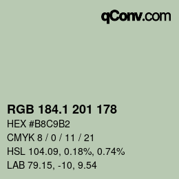 Color code: RGB 184.1 201 178 | qconv.com