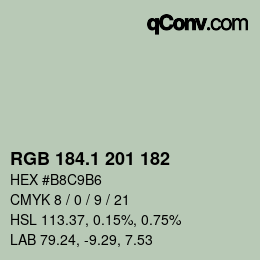 Color code: RGB 184.1 201 182 | qconv.com