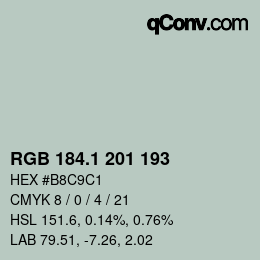 Color code: RGB 184.1 201 193 | qconv.com