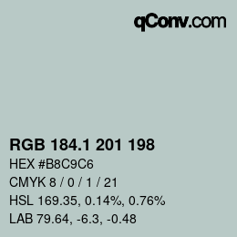 カラーコード: RGB 184.1 201 198 | qconv.com